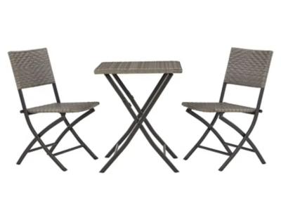 Ashley Outdoor River Abbey Chairs With Table Set in Grey - P200-050