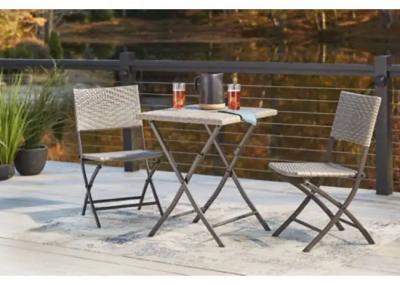 Ashley Outdoor River Abbey Chairs With Table Set in Grey - P200-050