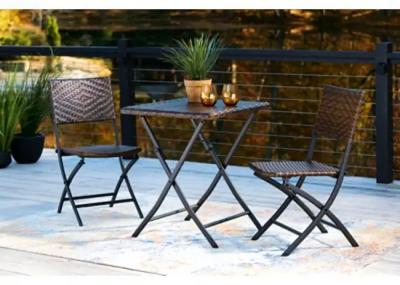 Ashley Outdoor River Abbey Chairs With Table Set In Brown - P200-049