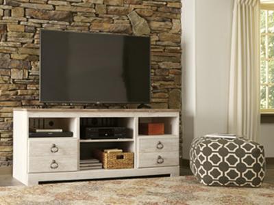 Ashley Furniture Willowton LG TV Stand w/Fireplace Option W267-68 Whitewash