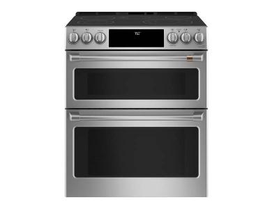 30" Café Slide-In Front Control Radiant Double Oven Range - CCES750P2MS1